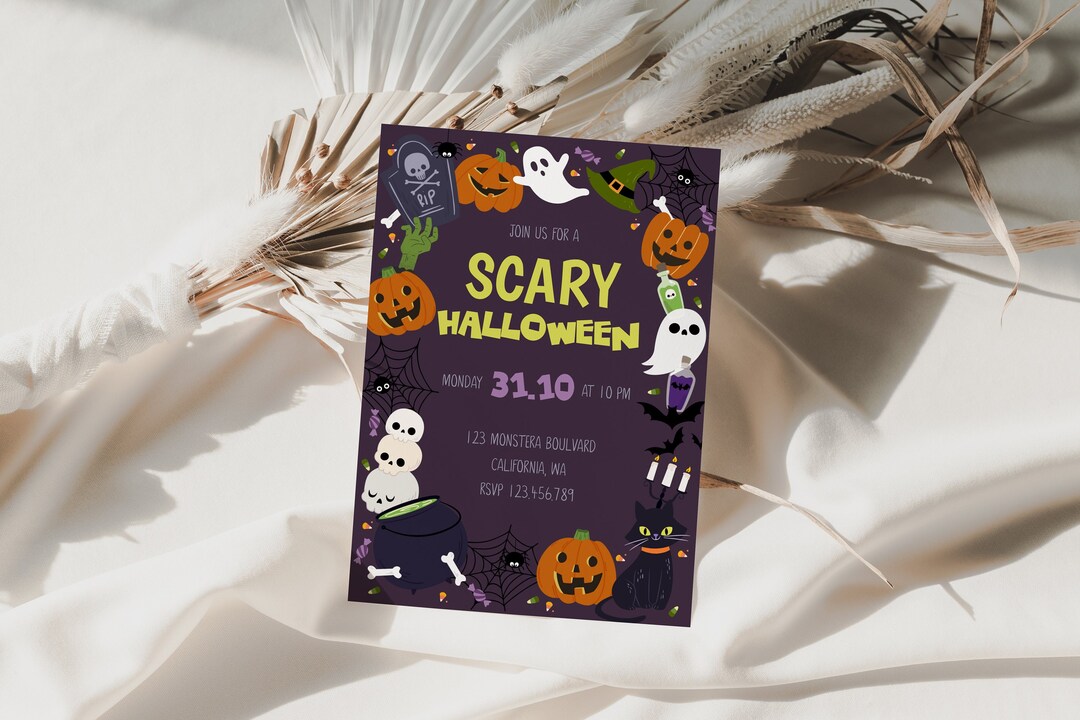 Halloween Party Invitation Printable Spooky Pumpkin Party Invitation ...
