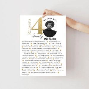 40 Things We Love About You Printable Poster Personalized Reasons For Love Custom Text Template 40th Birthday Sentimental Anniversary Gifts