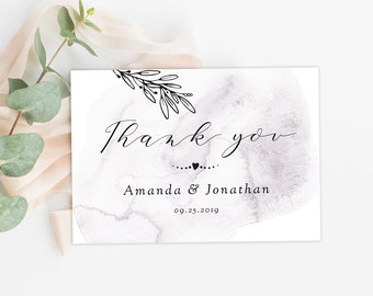 Thank You Card Template Gray Thank You Card Instant Download Printable Minimalist Thank You Card Editable Rustic Wedding Thank You Card