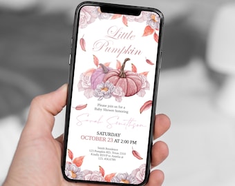 Pumpkin Baby Shower Electronic Invitation Girl Little Pumpkin Is On The Way Baby Shower Invitation Template Fall Girl Baby Shower Evite