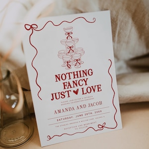 Nothing Fancy Just Love Invitation, Elopement Reception Invite, Editable Elopement Announcement, Intimate Wedding Engagement Party Invite