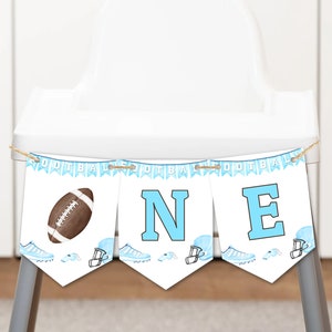 Football Birthday High Chair Banner Football First Birthday Highchair Pennant One Banner Party Decor Sports First Down Party Chair Garland
