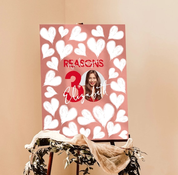 30 Reasons We Love You Template Womens Thirty Anniversary Printable Banner 30th Birthday Gift For Her Girlfriend or Wife 30 Things For Love Il_570xn