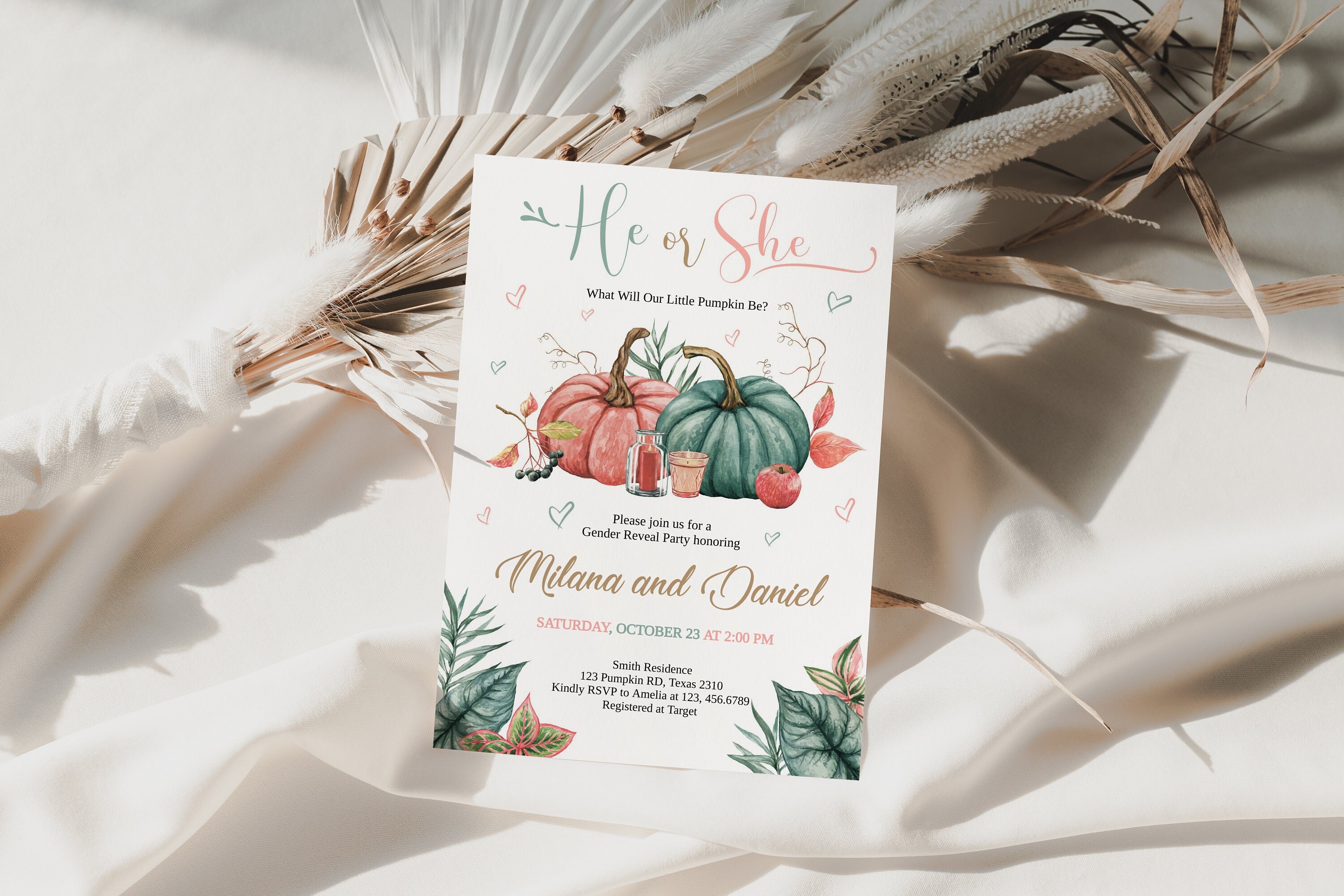 Pumpkin Gender Reveal Invitation Editable He Or She Pumpkin Gender Reveal Invitation Little Pumpkin Gender Reveal Invitation
