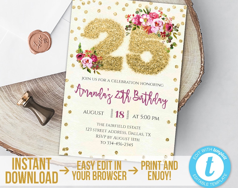 25th birthday card designs templates psd ai free premium templates ...