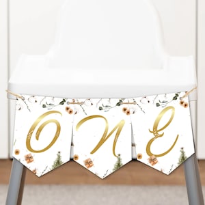 Winter Onederland Primer Cumpleaños Trona Banner Vacaciones 1er Bebé Fiesta Trona Banner Estilo País de las Maravillas Bebé Cumpleaños Cartel Colgante Uno