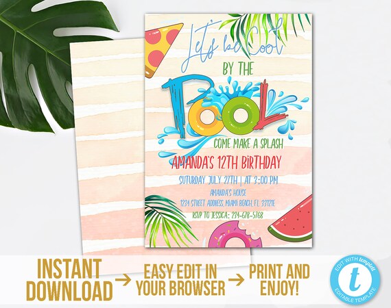 Summer Pool Party Invitation Templates