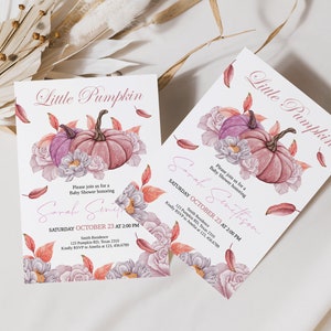 Pumpkin Baby Shower Invitation Girl Printable Little Pumpkin Is On The Way Girl Baby Shower Invitation Fall Girl Baby Shower Invite