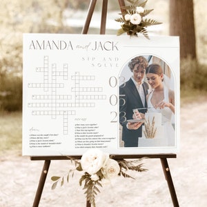 Wedding Crossword Puzzle with Photo Template Personalized Text Arch Photo Wedding Sign Crossword Game Download Bridal Sip & Solve Activities image 4