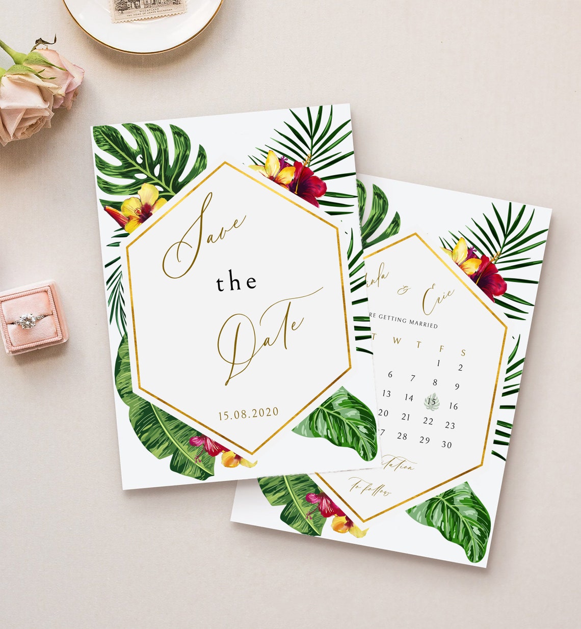 Tropical Save the Date Template Printable Hawaiian Calender - Etsy