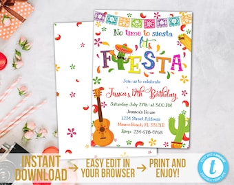 Fiesta Invitation Template Mexican Birthday Invitation Instant Download Printable Cinco de Mayo Party Invite Let’s Fiesta Invitation