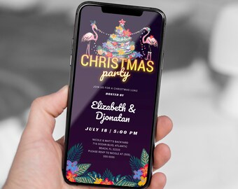Tropical Christmas Party Electronic Invitation Hawaiian Christmas Evite Christmas Luau Party Digital Sign Christmas In July Instant Evite