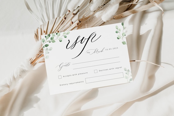 Greenery Baptism Rsvp Card Template Christening Decor Botanical Postcard Instant Download Printable Response Card Editable Garden Rsvp Card Il_570xn