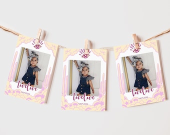 First Rodeo Monthly Photo Banner Girl Western 1st Birthday Photo Banner Template Cowgirl Monthly Photo Cards Country Theme Monthly Banner