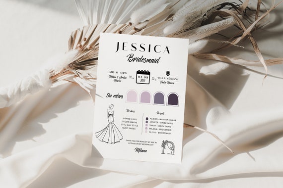 Bridesmaid Info Card Bridesmaid Proposal Card Editable Template Printable Bridesmaid Proposal Card Will You Be My Bridesmaid Card Download Il_570xn