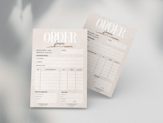 Printable Order Form Template Editable Invoice Form | Etsy