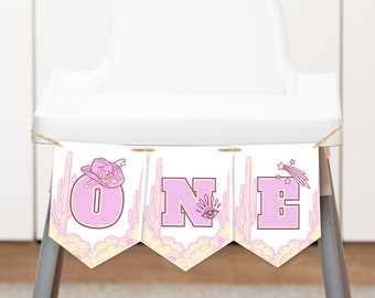 Cowgirl First Birthday High Chair Banner My 1st Rodeo Highchair Banner Girl Wild West Birthday Hanging Sign One Editable Southwest Decor