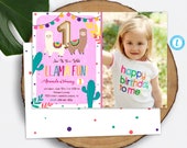 Llama First Bithday Invitation with Photo Girl Llama Invitation Instant Download Fiesta Alpaca Invitation Template Whole Llama Fun Pink Il_170x135