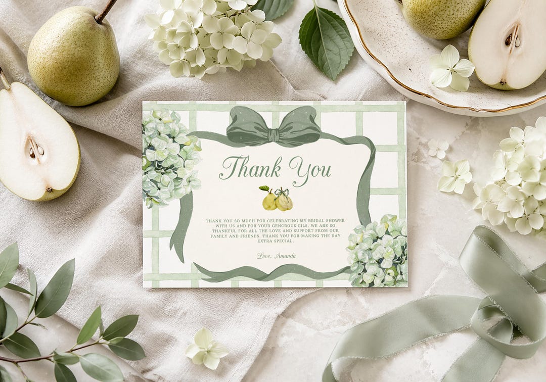 Perfect Pear Thank You Card Template, Bow She Found Her Perfect Pear ...