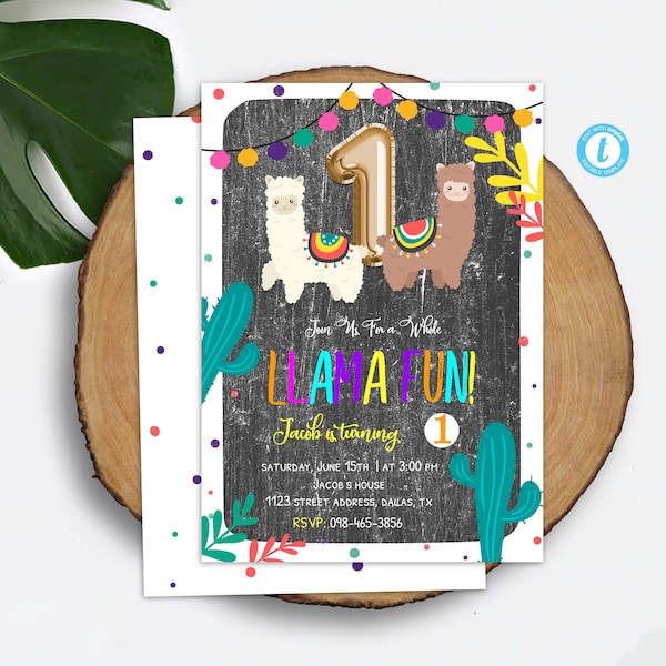 Llama First Birthday Invitation Template Llama Chalkboard Invitation Instant Download Printable Fiesta Alpaca Invitation Whole Llama Fun