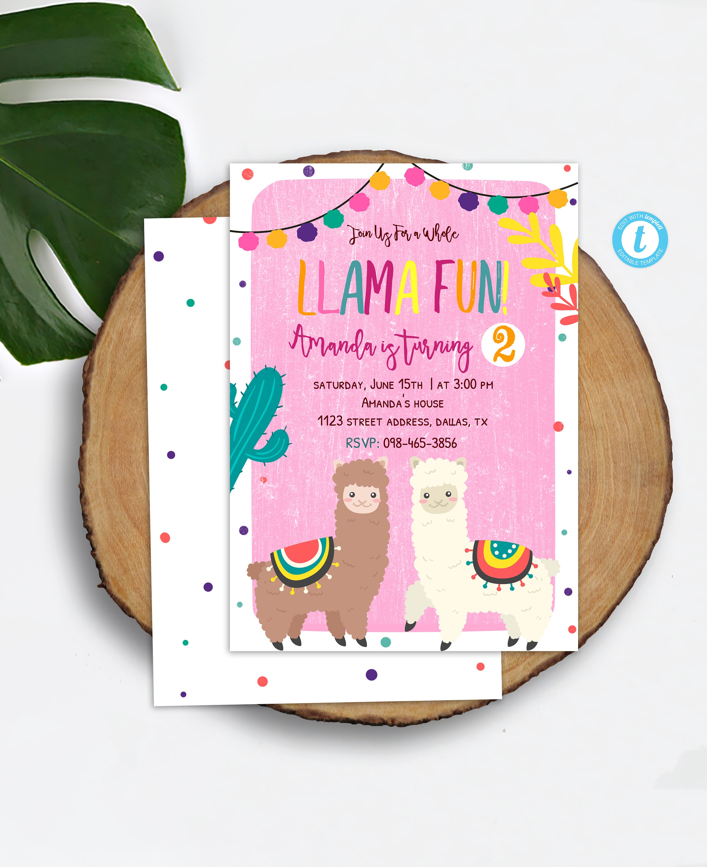 Llama Invitation Template Girl Llama Birthday Invitation - Etsy