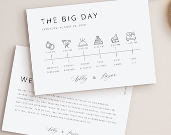 Modern Minimalist Wedding Timeline Template Elegant Wedding Itinerary Download Printable Simple Welcome Letter Welcome Bag Note WY03