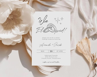 Elopement Invitation, Nothing Fancy Just Love Digital Invite, Editable Minimalist Elopement Announcement, Intimate Wedding Reception Party