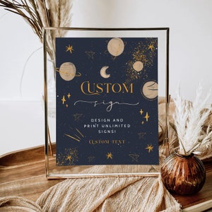 First Trip Around The Sun Birthday Custom Sign First Birthday Editable Invitation Template Galaxy Blast Off Year Baby Party Printable Decor