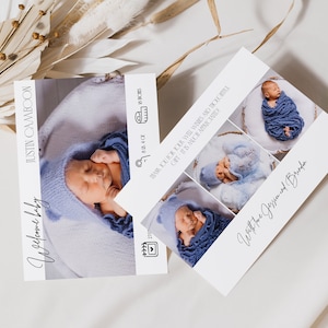 Newborn Baby Birth Announcement Template Welcome Baby Card Birth Stats Invitation Template Newborn Baby Birth Announcement Card With Photo