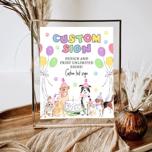 Dog Birthday Custom Sign Printable Dog Birthday Party Customized Sign Template Puppy Pawty Birthday Editable Text Banner Dog Theme Sign