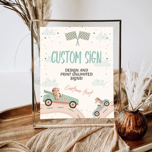 Samochód wyścigowy Baby Shower niestandardowy znak Prysznic wyścigowy niestandardowy znak tekstowy Płeć Impreza To chłopiec Motyw samochodu Zaproszenie plakat Zaproszenie na świąteczny Baby Shower