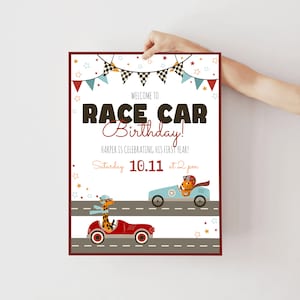 Race Car Welcome Sign Race Car Birthday Welcome Board Download Racing Car Birthday Boy Invite Poster Instant F1 Speed Racing Party Banner