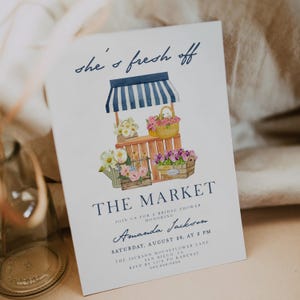 Fresh off the Market Bridal Shower Invitation Template, Farmer Market Invite, Flower Shop Bridal Shower Digital Invite She&#39;s Off the Market