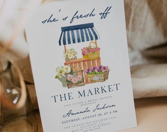 Fresh off the Market Bridal Shower Invitation Template, Farmer Market Invite, Flower Shop Bridal Shower Digital Invite She's Off the Market