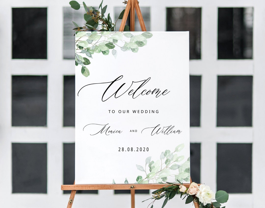 Greenery Welcome Sign Template Greenery Wedding Welcome Poster Download ...