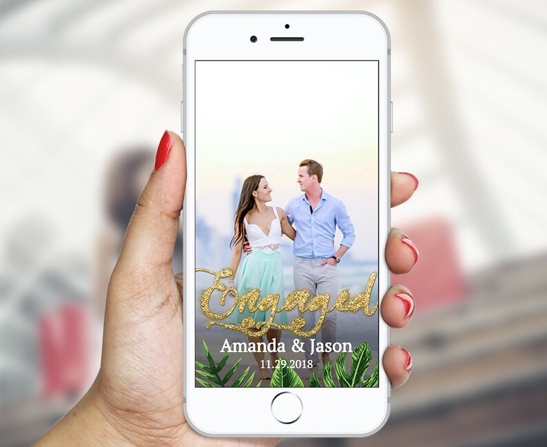 Tropical Engaged Geofilter Engagement Snapchat Filter Editable Gold Tropical Engagement Filter Snapchat GeoFilter Instant Download