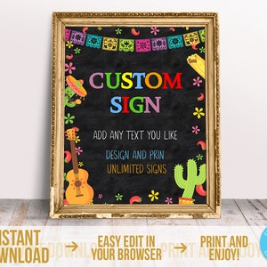 Pizarra Fiesta Plantilla de signo personalizado Editable Mesa de cumpleaños mexicana Decoración de signo Imprimible Cartel del Cinco de Mayo Fiesta Cartel Descargar