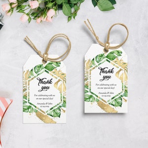 Tropical Thank You Tag Gold Tropical Favor Tag Template Hawaiian Favor ...