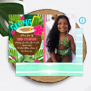 Tropical Invitation with Picture Coconut Invitation Template Hawaiian Birthday Invitation Download Luau Invitation Tropical Party Invite