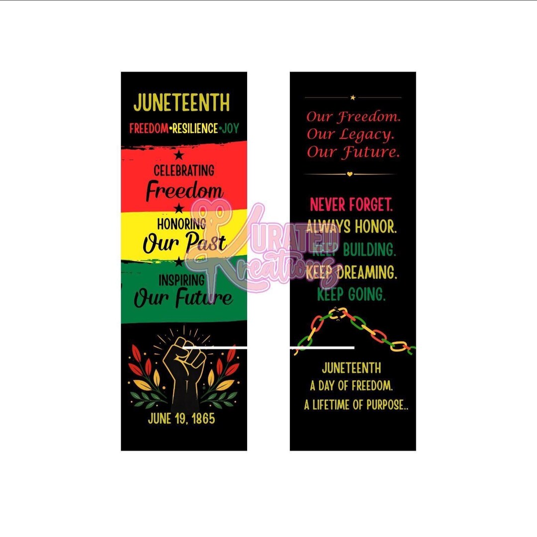 Freedom Bookmarks Juneteenth Magnetic Bookmark Bundle PNG PDF | Black History Bookmark ...
