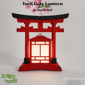 Japanische Torii-Torlaterne: Japanisches Wohndekor, Pagodenlaterne, Schreibtischlampe, Tischlampe, Minilaterne, 3D-gedruckt