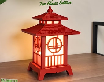 Japanese Lantern Pagoda – Cozy Japanese Table Lamp with Warm Ambient Light for Bedroom, Office