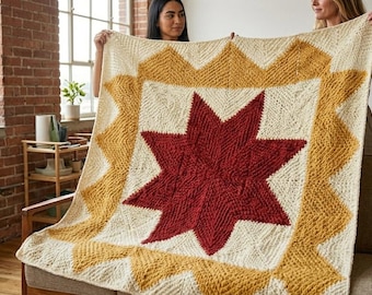 Autumn Leaves Crochet Blanket Pattern, Star Afghan Throw, Cozy Home Decor (PDF Download)