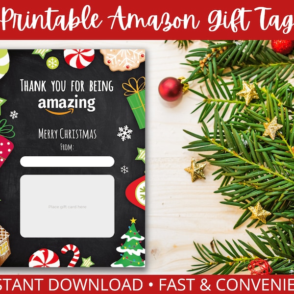 Printable Christmas Amazon Gift Card Holder for Teacher, Instant Download, Gift Label, DIY Christmas Gift Ideas, Printable Teacher Gift