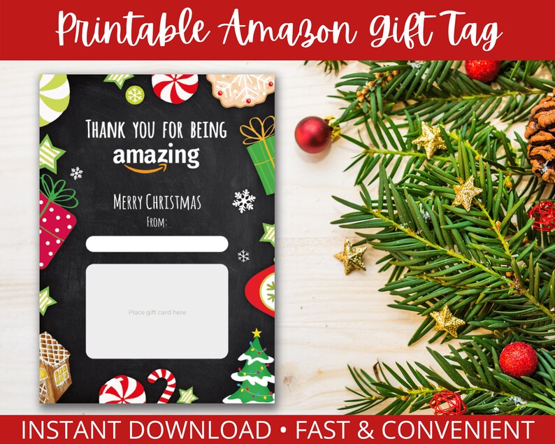 Printable Christmas Amazon Gift Card Holder for Teacher, Instant Download, Gift Label, DIY Christmas Gift Ideas, Printable Teacher Gift image 1