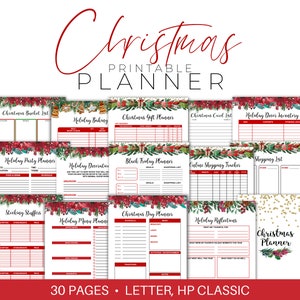 Planificador de Navidad imprimible, kit organizador de fiestas, rastreador de regalos, planificador de menús navideños, organización de decoración navideña, compras del viernes negro DUPL