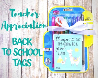 Llama Just Say It's Gonna be a Great Year Gift Tag, Back to School Teacher Gift, First Day of School, Printable Download, DIY Teacher Gift