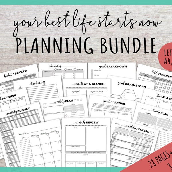 A5 Life Planner, Printable Planner Pages, Filofax A5 planner inserts, A4, Letter Size, Mom Planner Bundle, Weekly Planning PDF, W02p, Mo2p