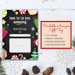 Printable Christmas Amazon Gift Card Holder for Teacher, Instant Download, Gift Label, DIY Christmas Gift Ideas, Printable Teacher Gift image 2