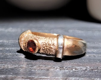 Stackable Ring With Garnet | Garnet Ring Band | 14 Gold Plated Women's Ring | Anniversary Gift | Gift For Women | Birtghstone Ring